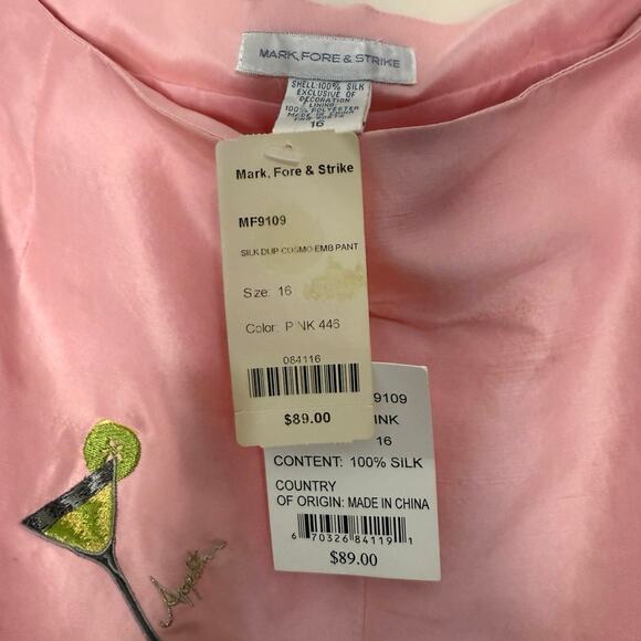 NWT Mark, Fore and Strike vintage pink silk martini pant size 16 - Picture 4 of 5